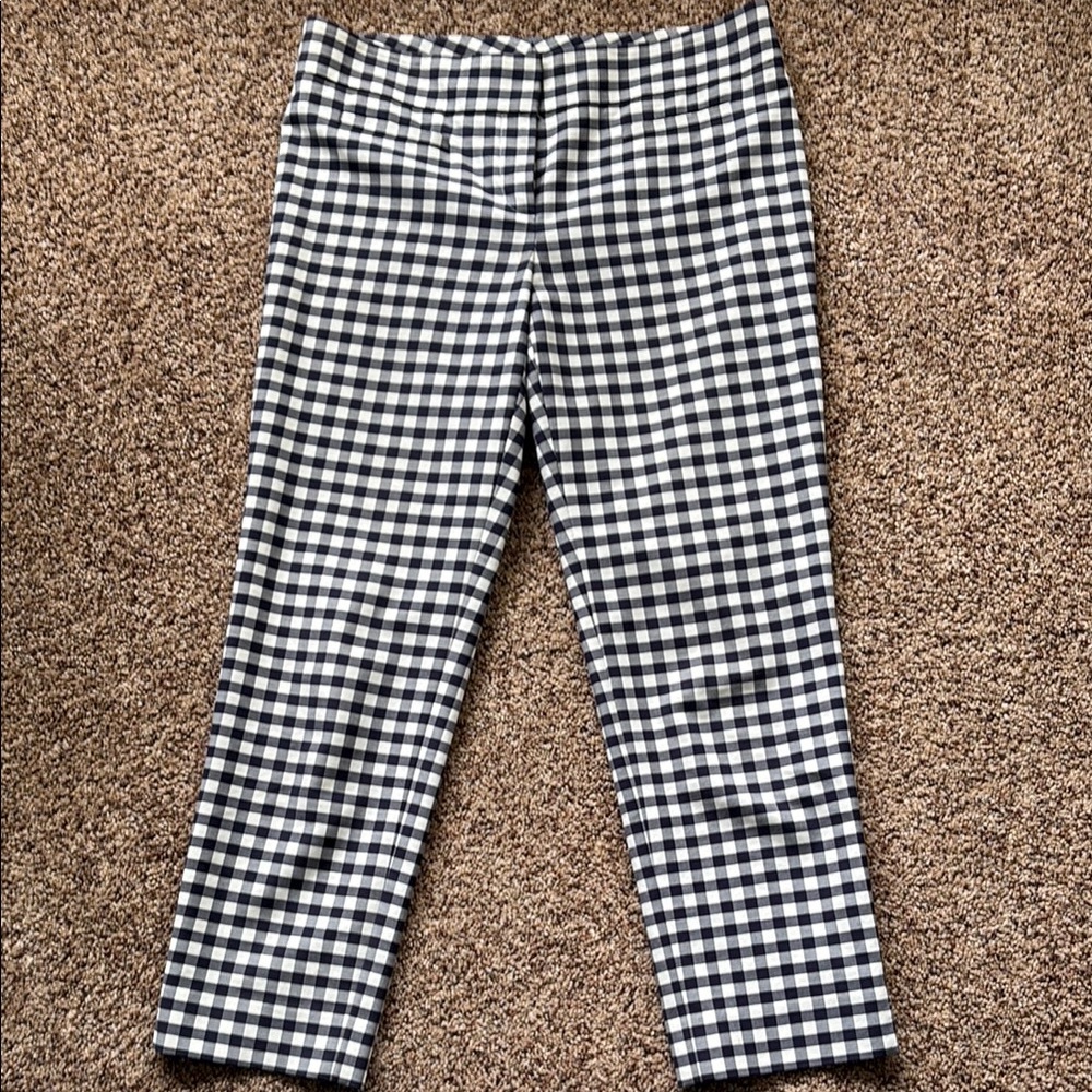 Ann Taylor Navy and White Checkered Trousers